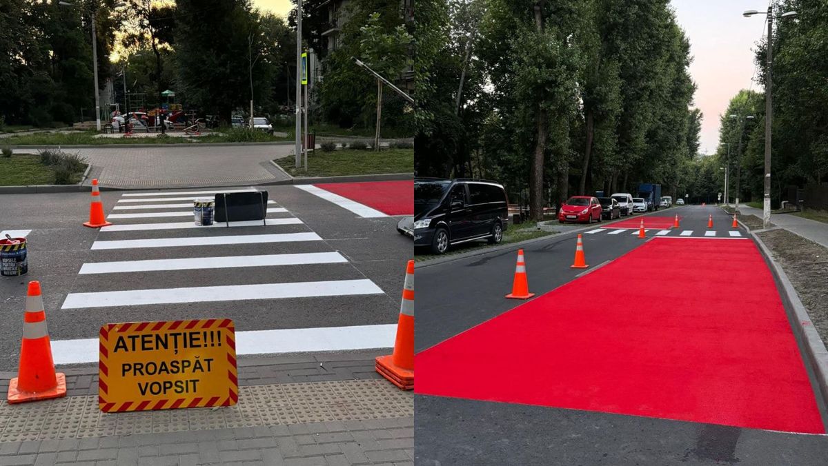 Noi marcaje rutiere în capitală. Unde au fost aplicate „covoarele roșii”